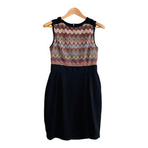 Maggy London Women’s Size 12 Chevron Knit Sleeveless Twofer Sheath Dress